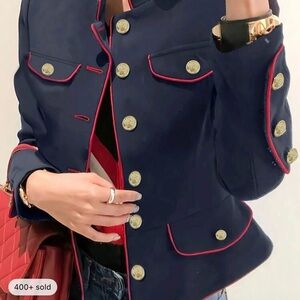 Women's Navy Blue Jacket with Red Trim